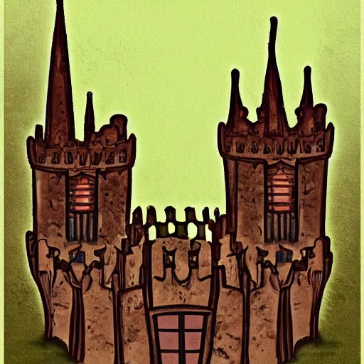 Prompt: beautiful gothic castle landscape in the style of Jim Davis