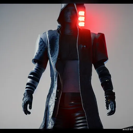 Image similar to Cyberpunk Character, Unreal Engine 5, Cinema4D, Detailed Character Design