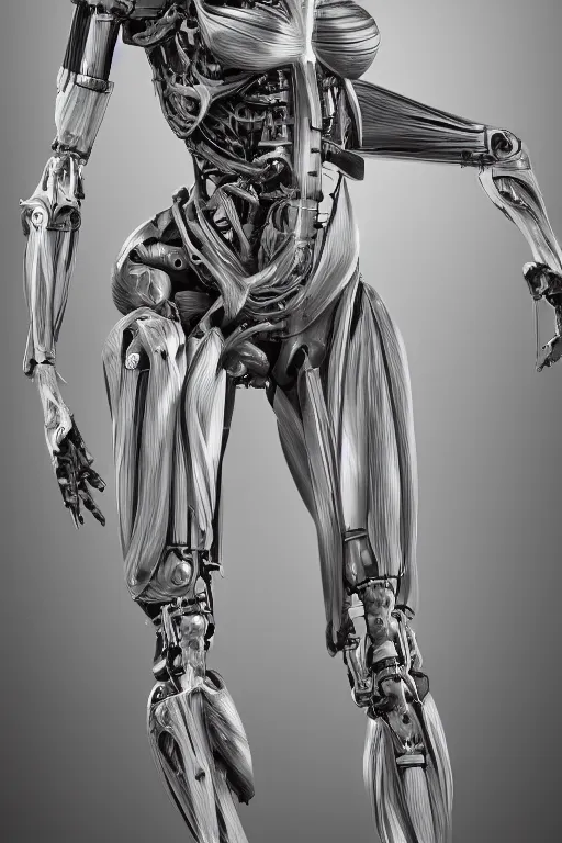 Image similar to full body female human anatomy concept, medical anatomy, cybernetic implants, gun metal grey, mecha limbs, muscular system reference, anatomical art, digital art, in the style of ruben alba, aaron sims, amanda lilleston, luka mivsek, bryan christie, ranjit ghosh, artstation, pinterest, deviantart, photoshop, octane render, unreal engine