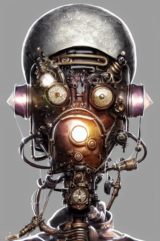 Image similar to steampunk helmet fantasy art mask robot ninja stylized digital illustration sharp focus, elegant intricate digital painting artstation concept art global illumination ray tracing advanced technology chaykin howard and campionpascale and cooke darwyn and davis jack