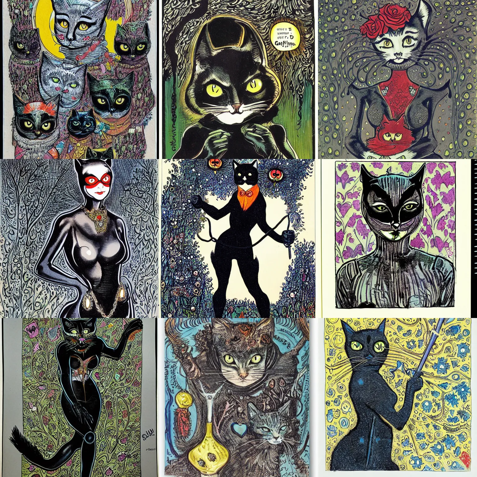 Prompt: catwoman by louis wain