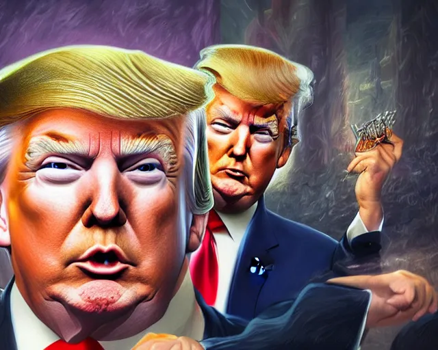 Prompt: photography of donald trump!!!!, deep focus, d & d, fantasy, intricate, elegant, highly detailed, digital painting, artstation, concept art, matte, sharp focus, illustration, hearthstone