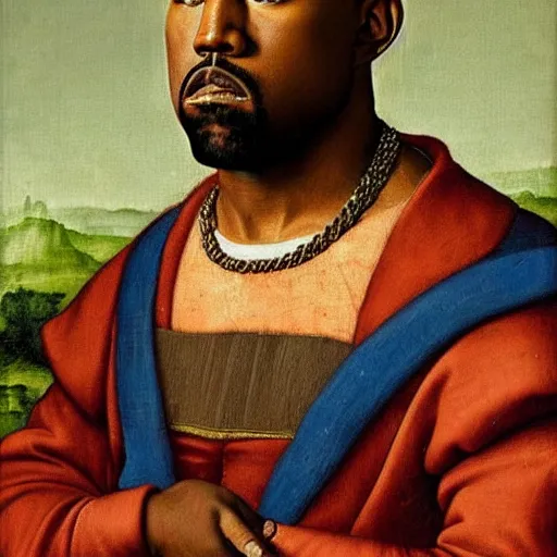 Image similar to A Renaissance portrait painting of Kanye West