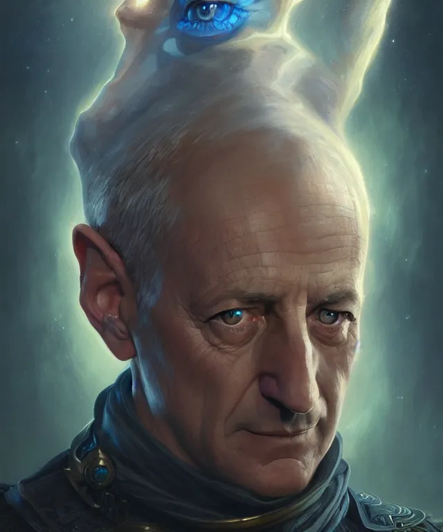 Prompt: Benny Gantz as a fantasy magic man portrait, sci-fi, amber eyes, face, fantasy, intricate, elegant, highly detailed, digital painting, artstation, concept art, smooth, sharp focus, illustration, art by artgerm and greg rutkowski and alphonse mucha