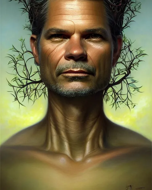 Prompt: detailed portrait of timothy olyphant olive!! olives!! tree! by tomasz alen kopera and peter mohrbacher and johanna martine! and margaret keane! coherent luminescent