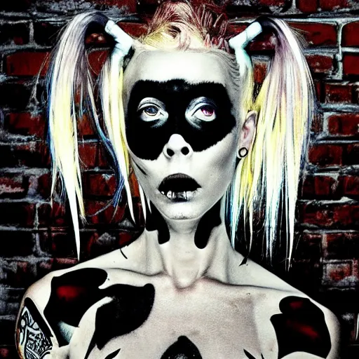 Image similar to die antwoord yolandi zef design graffiti dark lighting