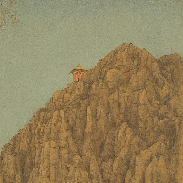 Image similar to a building in a serene landscape, greko - buddhist art