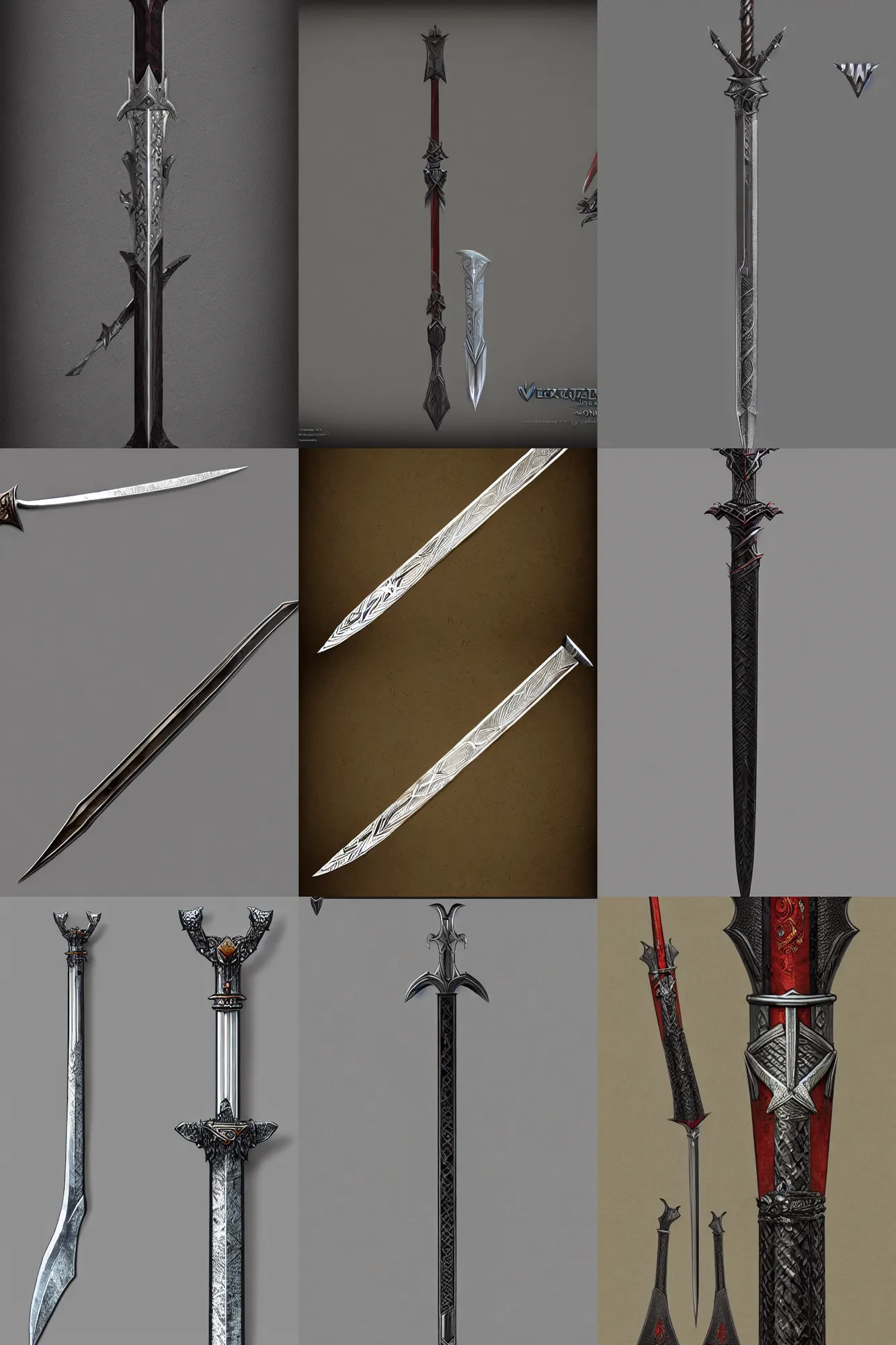Prompt: Excalibur sword design for Witcher 3, elegant, metal, Trending on Artstation, concept art, Guild Wars