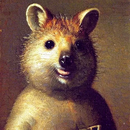 Image similar to a quokka as a 1 7 th century composer, portrait, oil painting