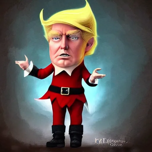 Image similar to fantasy elf wizard that looks like president donald trump, trending on art station