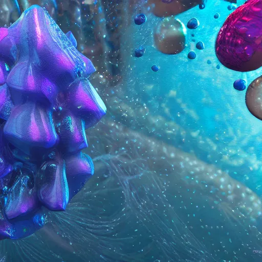 Image similar to underwater crystals, 3 d render, incredible details, highly detailed, photorealistic, disney pixar, smooth, octane render, iridescent, 8 k