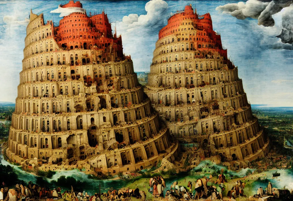 Prompt: the tower of babel after it collapses, by pieter breugel the elder