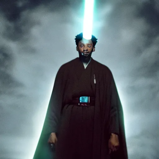 Image similar to 2 1 savage as a jedi master cinematic scene, wide angle, full body, 3 5 mm