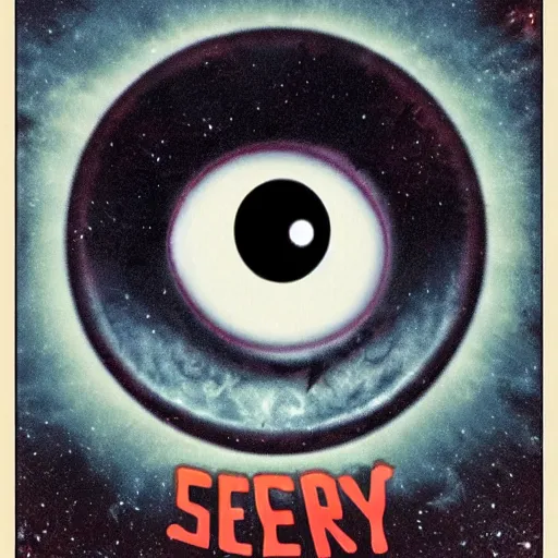 Image similar to creepy eyeball watching over the universe, movie poster,