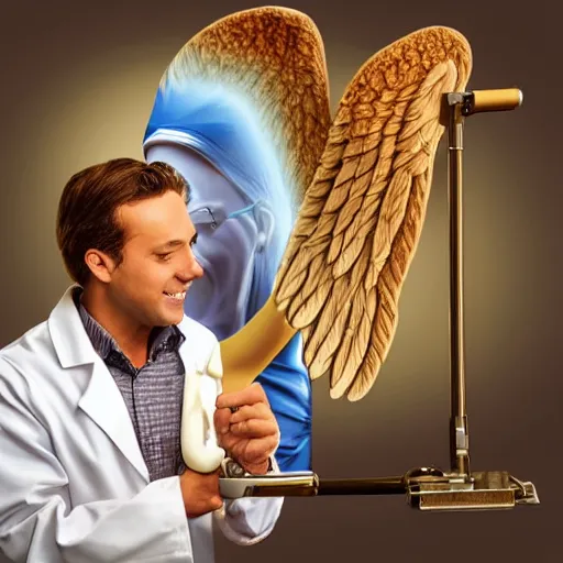 Prompt: dentist operating on a biblically accurate angel hd