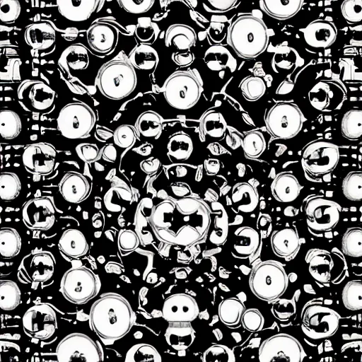 Prompt: a perfectly repeating cybernetic pattern
