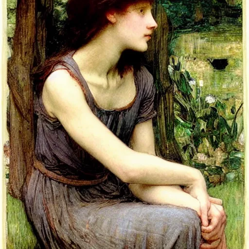 Image similar to washed - out by john william waterhouse. a beautiful print. it has no visible auditory organs, just eyes, human eyes, hundreds of them, in the ends of stalks that radiate from its body like some exotic fruit.