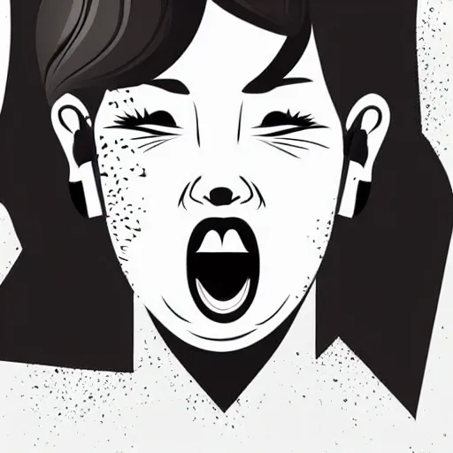 Image similar to open mouth with tongue sticking out, say ahh, illustration, vector art, clean lines, on white background, pinterest, artstation, deviantart