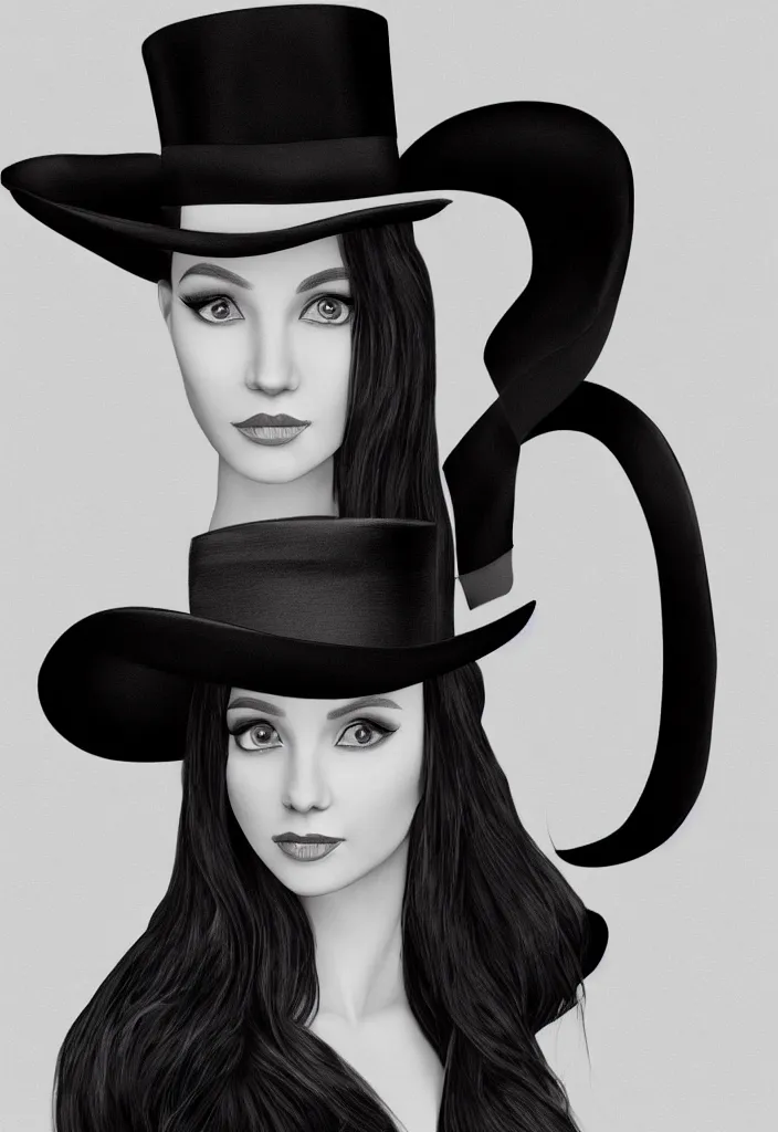 Image similar to elegant long hair lady wearing gentleman suit and tophat portrait photorealism noir