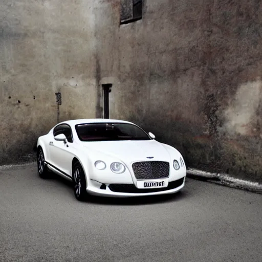 Prompt: white Bentley Continental Gt Exploding! Exploding! Explosion!