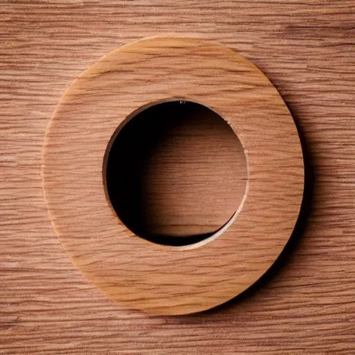 Image similar to lens aperture blades made of walnut wood. minimal. dramatic lighting.