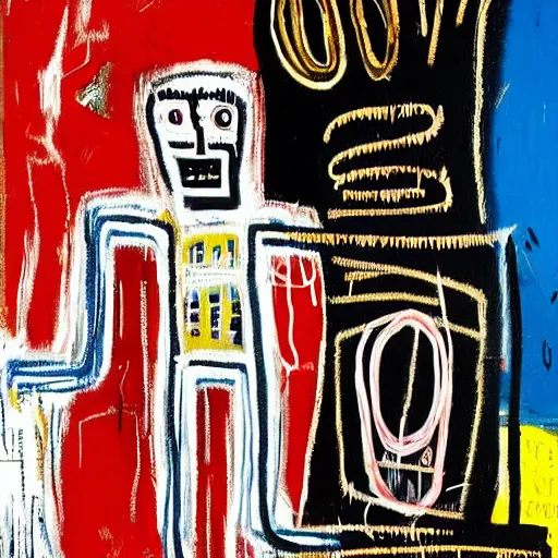 Image similar to God is a homeless man riding the subway by Jean Michel Basquiat