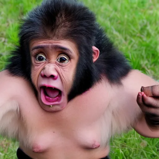 Image similar to Gypsy midget screaming at gorilla