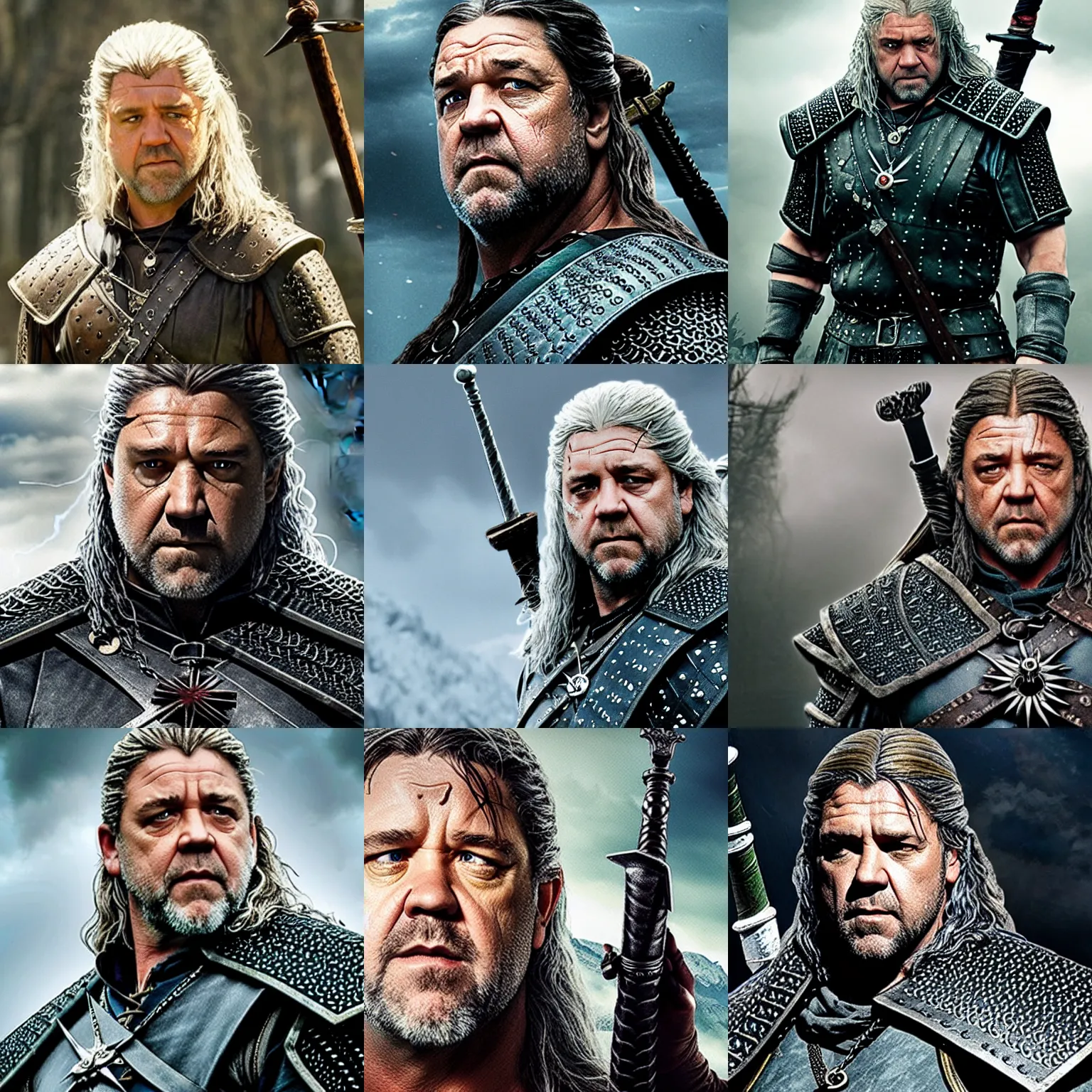 Prompt: russel crowe as the witcher