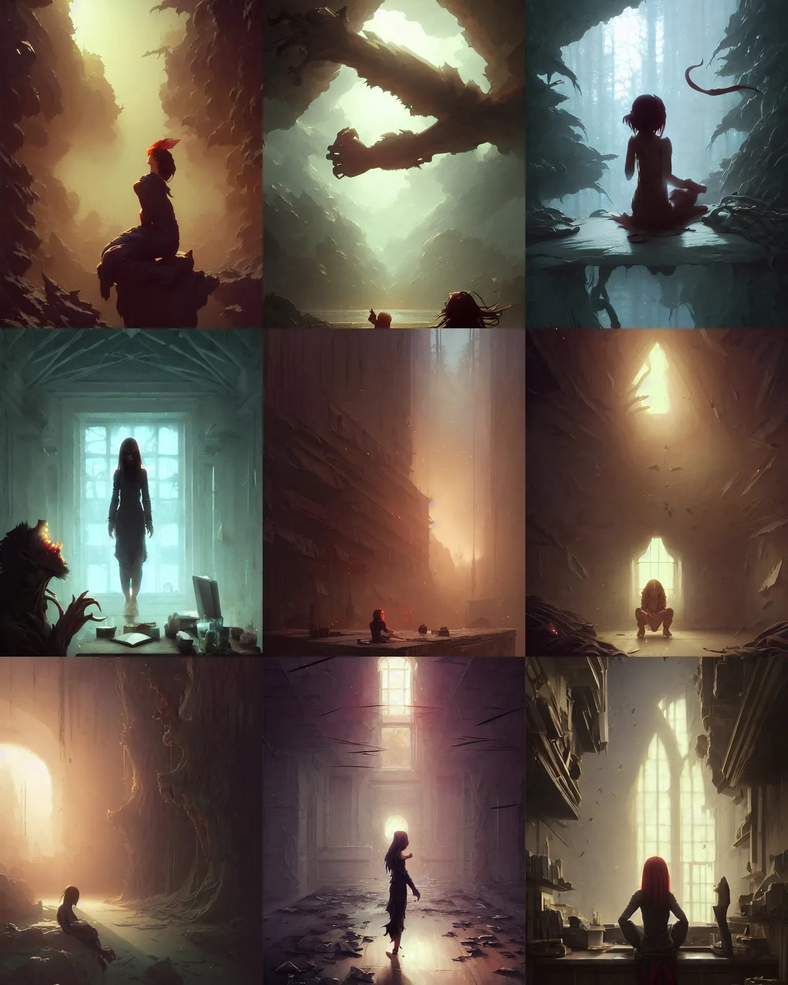 Prompt: starving artist, sharp horror, digital matte painting, art by artgerm, greg rutkowski, wlop, dramatic lighting, by greg rutkowski, loish, rhads, ferdinand knab, makoto shinkai and lois van baarle, ilya kuvshinov, rossdraws, tom bagshaw, global illumination, radiant light, detailed and intricate environment