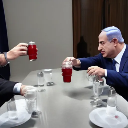 Prompt: benjamin netanyahu drinks a coke