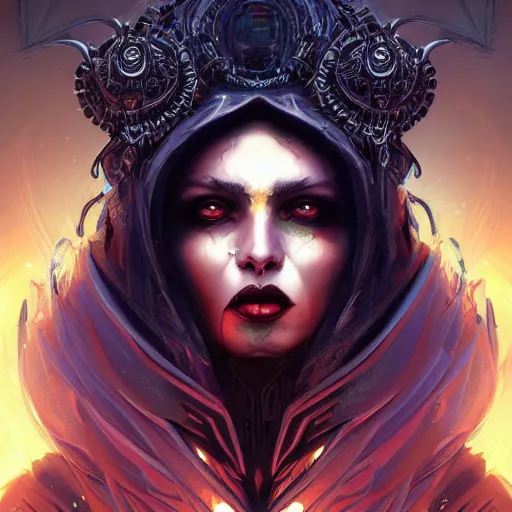 Image similar to queen of death. intricate portrait, occult cyberpunk, ancient futuristic, dark art, occult. by Petros Afshar, by artgerm, Eddie Mendoza