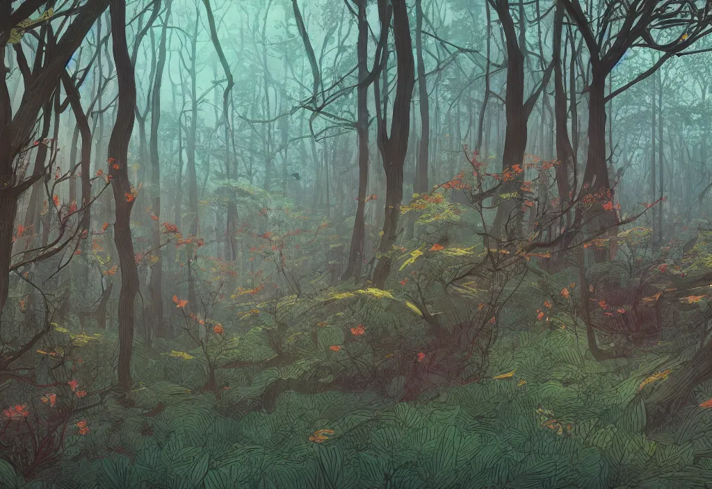 Prompt: handmade illustration of a beautiful forest in spring, line art, ink, watercolor by Kilian Eng and by Jake Parker, winning-award masterpiece, fantastic, octane render, 8K HD Resolution, High quality image