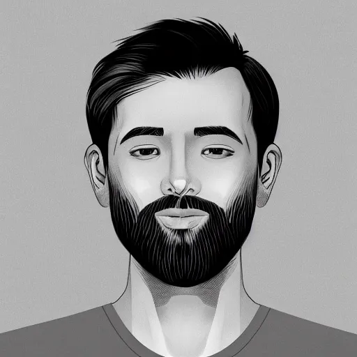 Prompt: Illustration of A black-haired 29 years old boy without beard and tan skin wdigital art