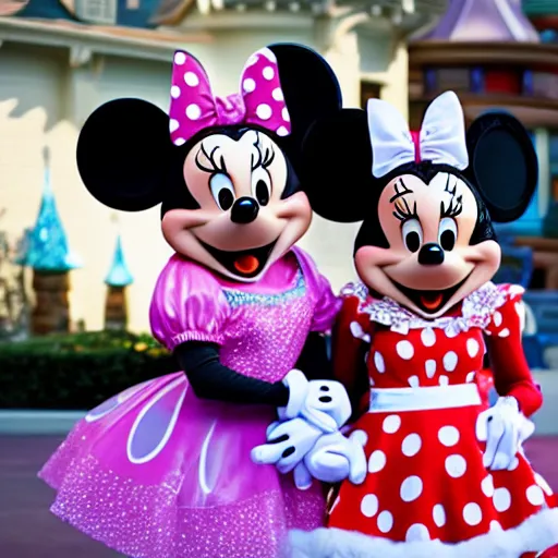 Prompt: transgender minnie mouse costumed character at disneyland, highly detailed, very high resolution, ultra realistic