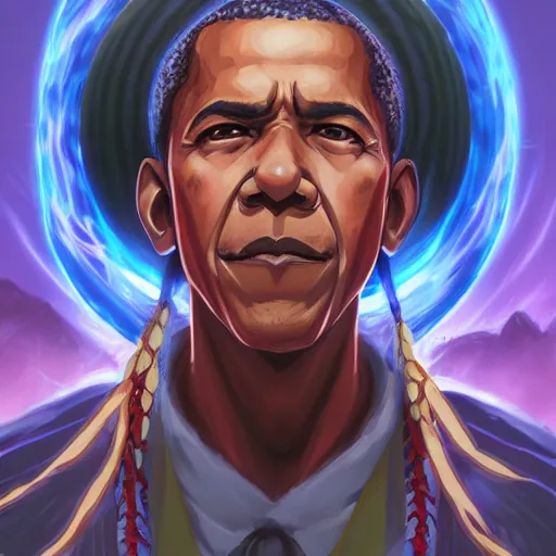 Image similar to anime portrait of Barak obama as a shaman yedi using dark force to eliminate trump as an anime antagonist by Stanley Artgerm Lau, WLOP, Rossdraws, James Jean, Andrei Riabovitchev, Marc Simonetti, and Sakimichan, trending on artstation