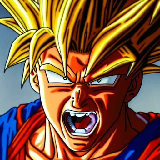 Image similar to ultra realistic portrait painting of donald trump as super saiyan goku, art by akira toriyama, 4 k, dragon ball artstyle, cel shaded, highly detailed, epic lighting