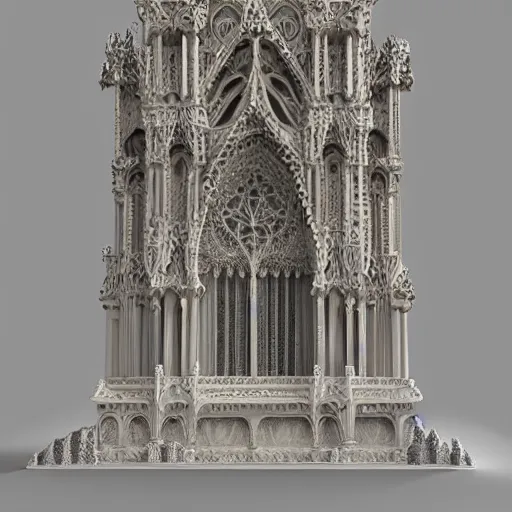 Image similar to a hyperrealistic 3 d render of a delicate ivory sculpture of an ornate detailed cathedral populated by mandelbrot fractals, micro detail, unreal engine, backlit lighting, octane renderer, catholicpunk, colorful, physically based rendering, carved soap, trending on cgsociety