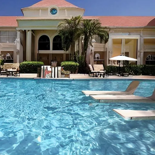 Prompt: “ imagine cardboard boxes full of papers by the pool at a florida country club, ap, news photo ”