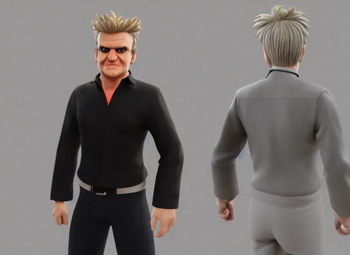 Image similar to 3 d model of gordon ramsay character in fighting game, stylized 3 d graphics, hdr, ultra graphics, ray tracing, 4 k image