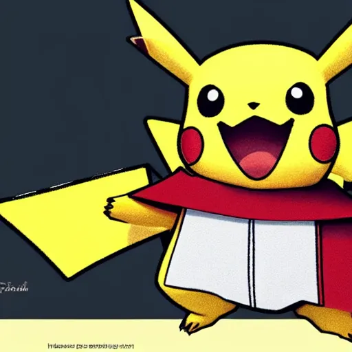 Prompt: a stunning photograph of a pikachu wearing a cape, 8 k hd, incredibly detailed