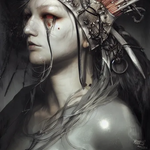 Image similar to !dream Beautiful viking princess of the world by Tsutomu Nihei, by Emil Melmoth, by stuz0r, Craig Mullins, yoji shinkawa, cross, artstation, peter morbacher, young, very attractive, pretty face, hyper detailed, very detailed, rendering by octane, shallow depth of field, uplight