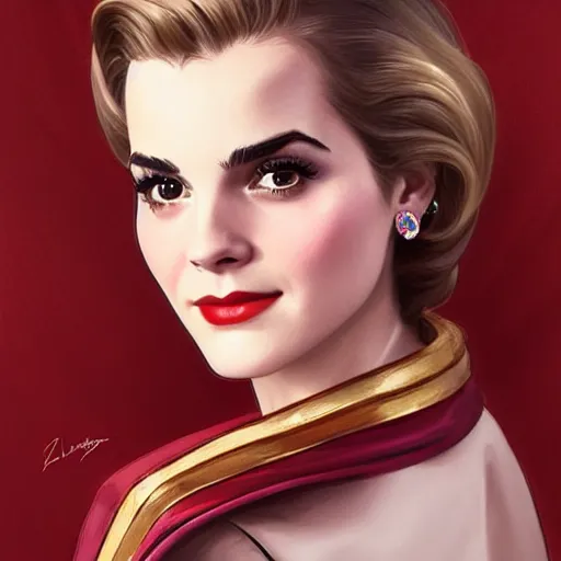 Image similar to A combination of Grace Kelly's and Emma Watson's and Victoria Justice's faces as Super Girl, western, D&D, fantasy, intricate, elegant, highly detailed, digital painting, artstation, concept art, matte, sharp focus, illustration, art by Artgerm and Greg Rutkowski and Alphonse Mucha