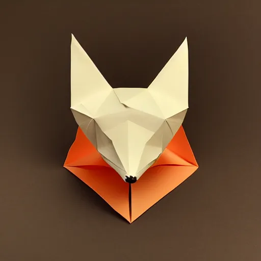 Prompt: cardboard cutout of a fox, origami, realistic, photorealistic, studio lighting, cute, 4k, 8k, made of paper,