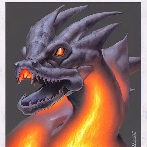 Image similar to a portrait of charizard, in the style of wayne barlowe