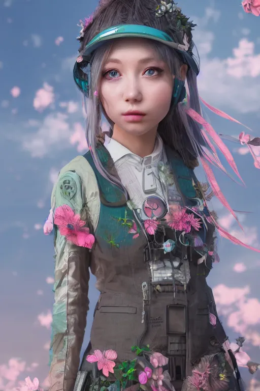 Image similar to solarpunk girl kawaii, ultra realistic, concept art, intricate details, highly detailed, photorealistic, octane render, 8 k