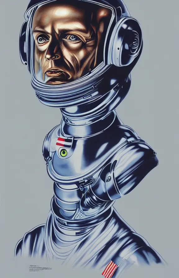 Prompt: portrait of an astronaut, ((alien)), in the style of hajime sorayama