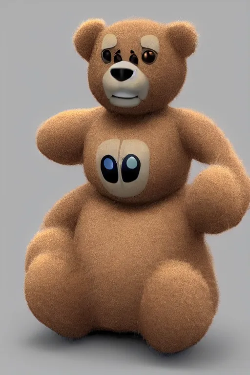 Image similar to a cute cartoon ggi 3 d bear with soft fur in the style of disney and pixar