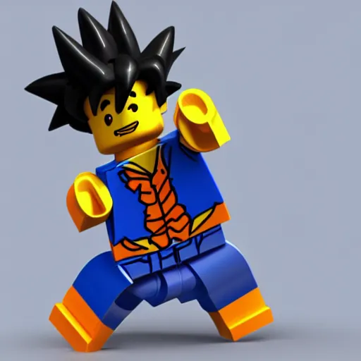 Image similar to a 3 d render of a goku lego