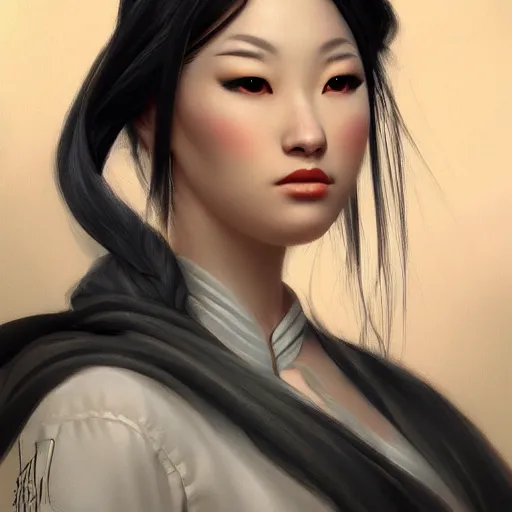 Image similar to beautiful women with oriental faces, character portrait, sharp, digital matte painting, by asher brown durand, trending on artstation