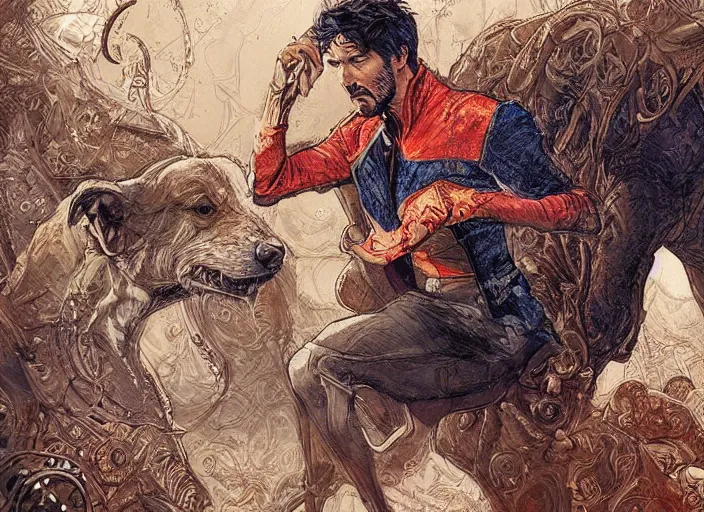 Prompt: a highly detailed animal portrait of stephen strange, james gurney, james jean